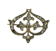 Victorian Sterling Silver & Paste Set Floral Brooch Pin Antique c1880s