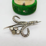 Victorian Sterling Silver Paste Set Floral Spray Brooch Antique c1880