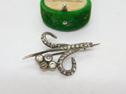 Victorian Sterling Silver Paste Set Floral Spray Brooch Antique c1880