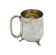 Arts & Crafts Sterling Silver Planished Christening Mug Antique 1907 London
