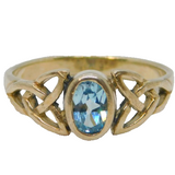 Sterling Silver Oval Topaz Celtic Style Band Dress Ring Vintage c1970 Size N 1/2