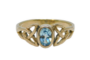 Sterling Silver Oval Topaz Celtic Style Band Dress Ring Vintage c1970 Size N 1/2