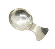 George III Sterling Silver Leaf Pattern Tea Caddy Spoon Antique c1820 Unmarked