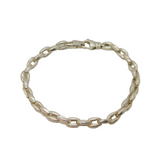 Sterling Silver Brushed & Polished Chunky Cable Link Bracelet Modern c1990