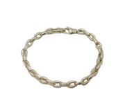 Sterling Silver Brushed & Polished Chunky Cable Link Bracelet Modern c1990