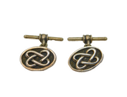 Pair Of Sterling Silver Oxidised Celtic Pattern Chain Cufflinks Vintage c1990