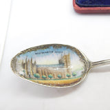 Edwardian Sterling Silver & Enamel Bowl Westminster Abbey Spoon 1904 Antique