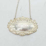 Sterling Silver Floral Pattern Whisky Decanter Label Vintage 1968 London