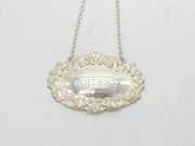 Sterling Silver Floral Pattern Whisky Decanter Label Vintage 1968 London