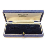 Blue Tooled Leather Jewellery Cufflinks Box 'Herbery Wolf Ltd' Vintage c1950