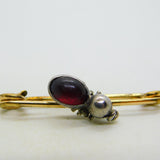 Victorian 9ct Gold & Silver Garnet Set Flea Insect Brooch Antique c1890