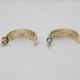 Pair of Sterling Silver Sodalite Striped Half Hoop Stud Earrings Vintage c1970