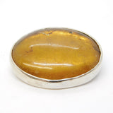 Studio Sterling Silver & Baltic Amber Set Dress Brooch Antique c1930 Art Deco