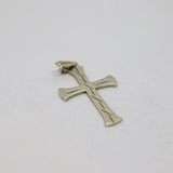 Sterling Silver Patterned Textured Cross Charm Pendant Vintage c1970
