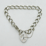 Sterling Silver Curb Link Chain Charm Bracelet Vintage c1970s