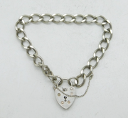 Sterling Silver Curb Link Chain Charm Bracelet Vintage c1970s