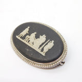 Sterling Silver Mounted Wedgwood Japerware Classical Brooch Vintage c1970