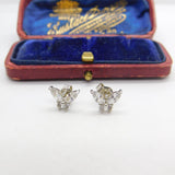 Pair of Sterling Silver Diamond Paste Butterfly Stud Earrings Vintage c1970