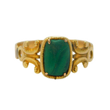 Georgian 15ct Yellow Gold & Malachite Set Dress Ring Antique c1790s
