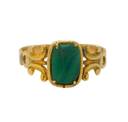 Georgian 15ct Yellow Gold & Malachite Set Dress Ring Antique c1790s