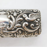 Edwardian Sterling Silver Bird & Folate Pattern Jewellery Box Antique Birmingham