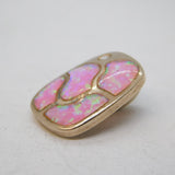 Sterling Silver Studio Pink Opal Mosaic Drop Pendant Vintage c1990s
