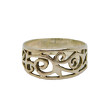 Sterling Silver Swirly Pattern Graduating Band Studio Ring Vintage c1970 Size M