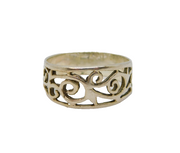 Sterling Silver Swirly Pattern Graduating Band Studio Ring Vintage c1970 Size M