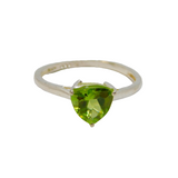 Sterling Silver Peridot Solitaire Dress Band Ring Modern c2000 Size M