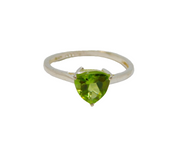 Sterling Silver Peridot Solitaire Dress Band Ring Modern c2000 Size M