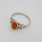 Sterling Silver Oval Baltic Amber Studio Style Ring Vintage c1970 Size O 1/2
