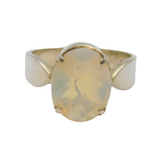 Sterling Silver Faceted Opalite Studio Style Dress Ring Vintage c1970 Size Q 1/2