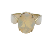 Sterling Silver Faceted Opalite Studio Style Dress Ring Vintage c1970 Size Q 1/2