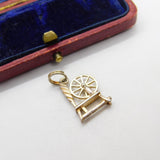 Sterling Silver Spinning Wheel Charm Pendant Vintage c1970