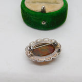 Sterling Silver Cabochon Cut Moss Agate Floral Dress Ring Vintage c1970