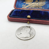 Vatican City Pius IX 1 Lira Coin Charm Pendant .835 Silver Antique 1866
