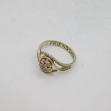 Sterling Silver Multi-Stone CZ "Friendship" Band Ring Modern c1990 Size M 1/2