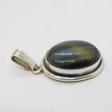 Sterling Silver Mounted Cabochon Tiger's Eye Drop Pendant Vintage
