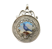 Sterling Silver & Enamel Racing Pigeon Fob Medal Antique 1923 Birmingham