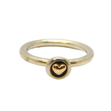 Sterling Silver & Round Set Gilt Heart Stacking Dress Ring Modern c2010 Size K