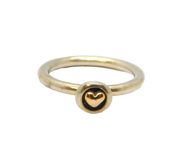 Sterling Silver & Round Set Gilt Heart Stacking Dress Ring Modern c2010 Size K