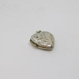 Sterling Silver Patterned Heart Locket Charm Pendant Vintage c1970