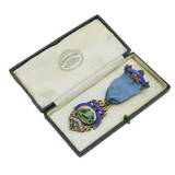 Boxed Sterling Silver & Enamel Neath Masonic Medal Antique 1927 Birmingham