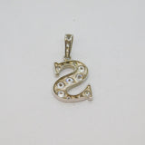 Sterling Silver Sparkling Paste Set 'S' Initial Charm Pendant Modern c1990s