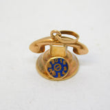 9ct Yellow Gold & Enamel Dial-Up Telephone Charm Pendant Vintage c1970s