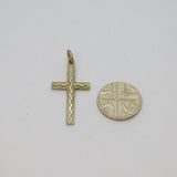 Sterling Silver Raised Zigzag Pattern Cross Charm Pendant Vintage c1970s