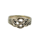 Sterling Silver Oxidised Celtic Knot Dress Band Ring Vintage c1970 Size M