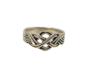 Sterling Silver Oxidised Celtic Knot Dress Band Ring Vintage c1970 Size M