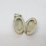 Sterling Silver Foliage Pattern Oval Locket Charm Pendant Vintage c1970