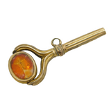 Victorian 10ct Yellow Gold Cased Stone Set Spinning Watch Key Fob Antique c1860s
